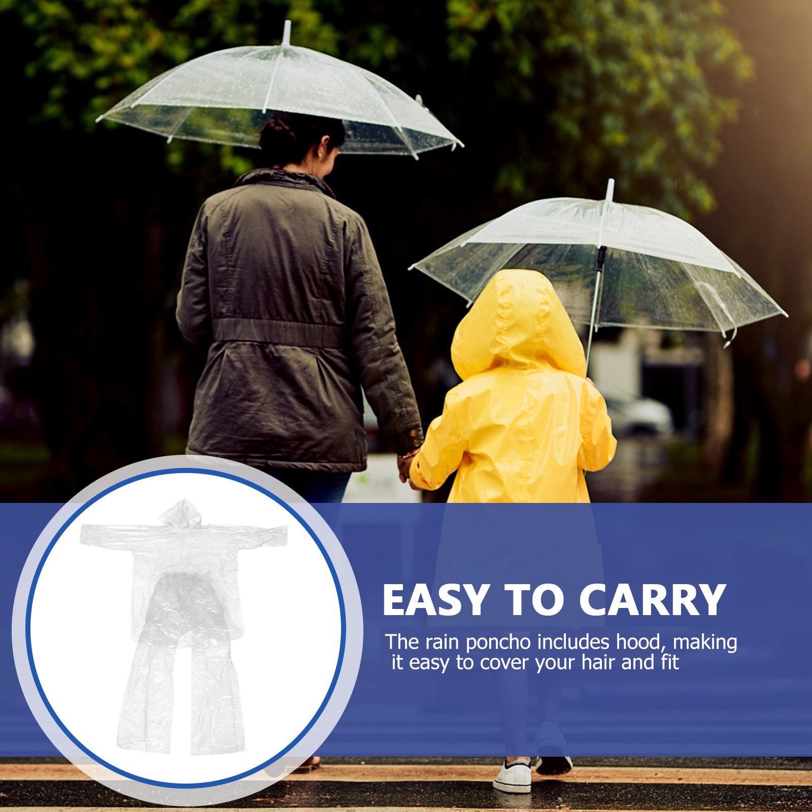 ชุดเสื้อกันฝนแบบมีฮู้ด โปร่งใส - Emergency Poncho Rain บทวิจารณ์และราคา